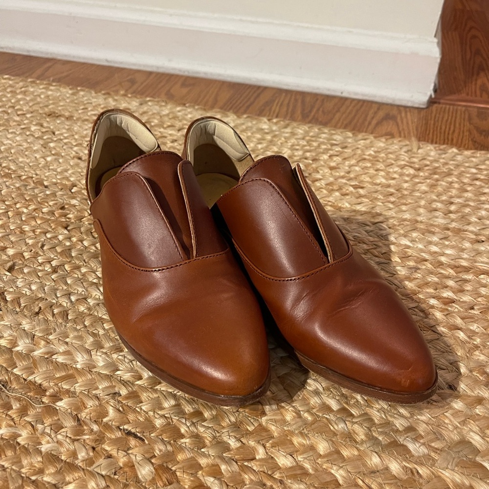Brown Leather Slip-On Women's Shoes
